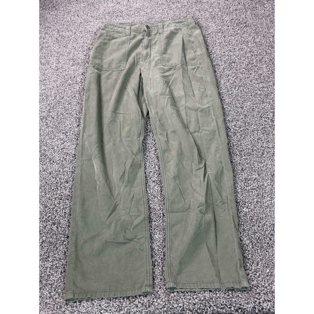 American Eagle Highest Rise Baggy Straight Corduroy Pants Women's Size 10 Green